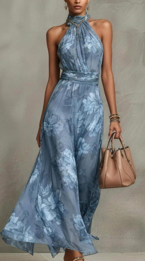 Serena | Robe longue fleurie en mousseline