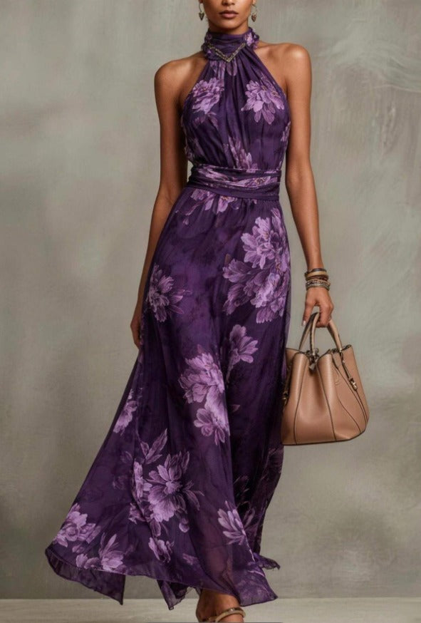 Serena | Robe longue fleurie en mousseline
