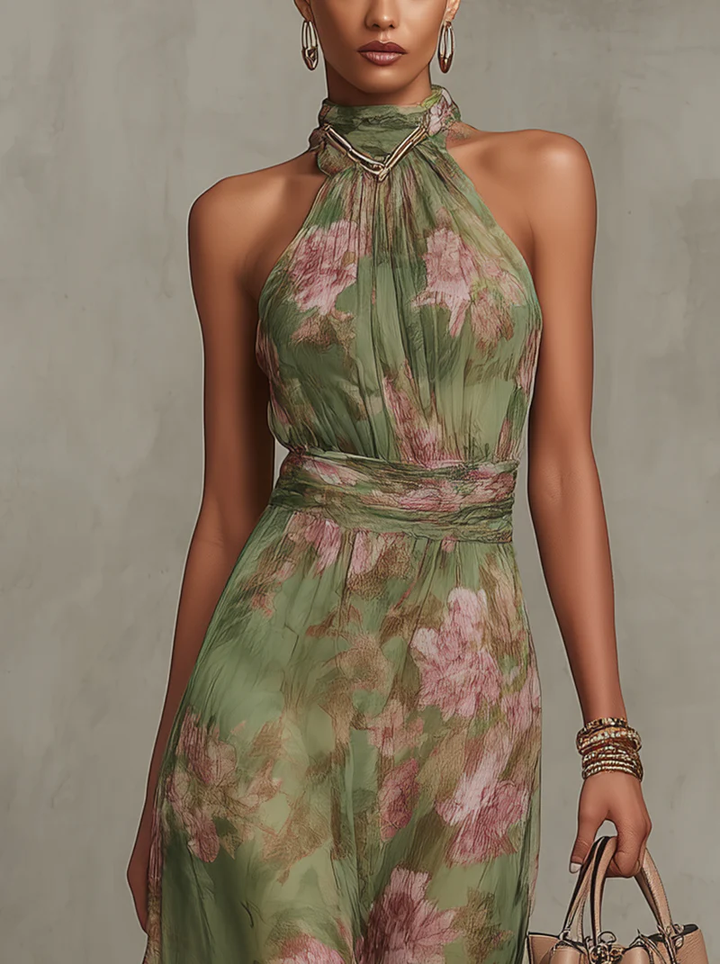 Serena | Robe longue fleurie en mousseline