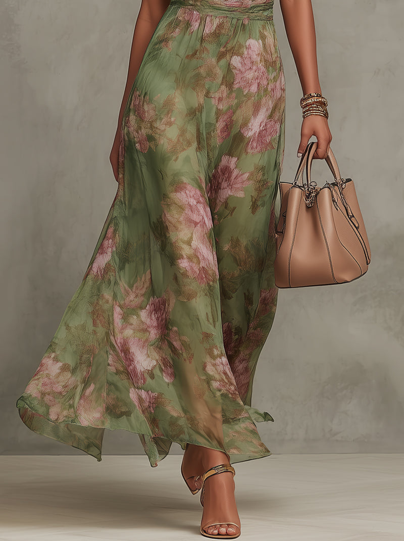 Serena | Robe longue fleurie en mousseline