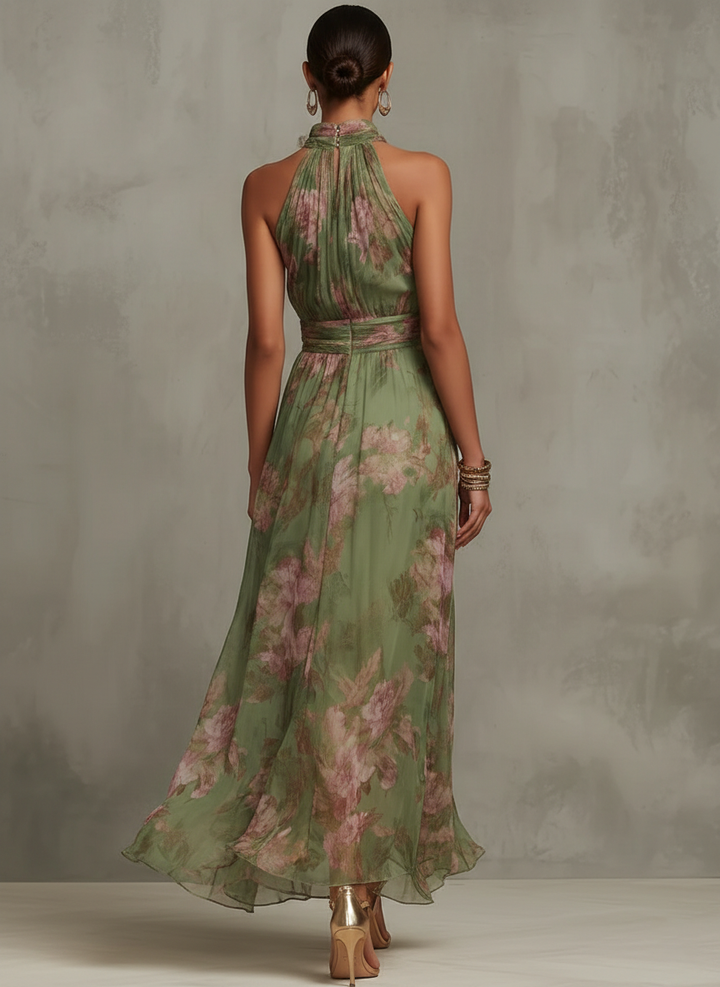 Serena | Robe longue fleurie en mousseline
