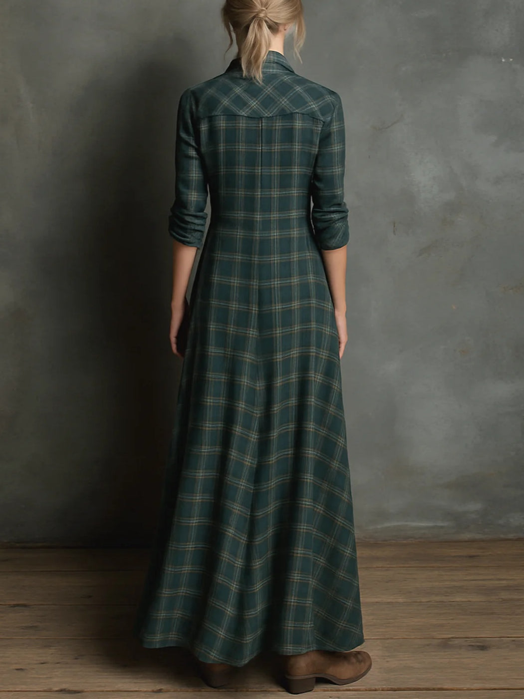 Valérie | Robe longue à carreaux