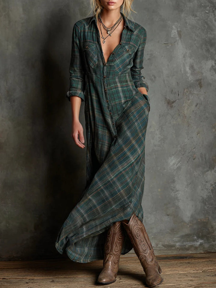 Valérie | Robe longue à carreaux