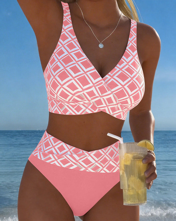 Twee-delig Bikini Met Bh-Snit En Diamantpatroon