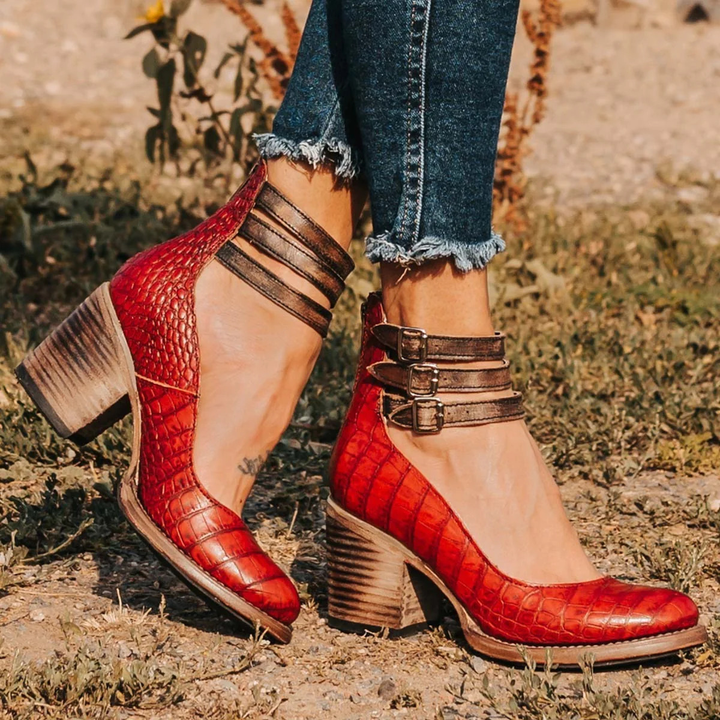 Pauline | Sandales à talon triple boucle