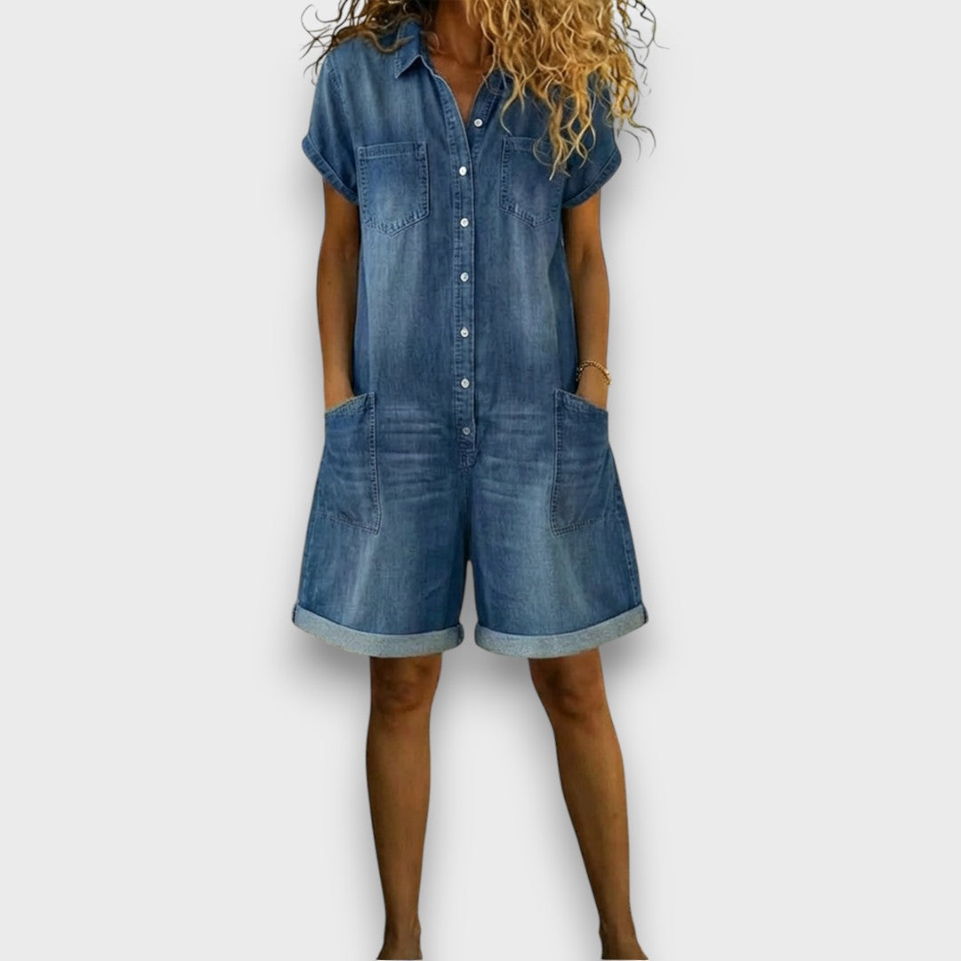 Jeanne | Combishort vintage effet denim