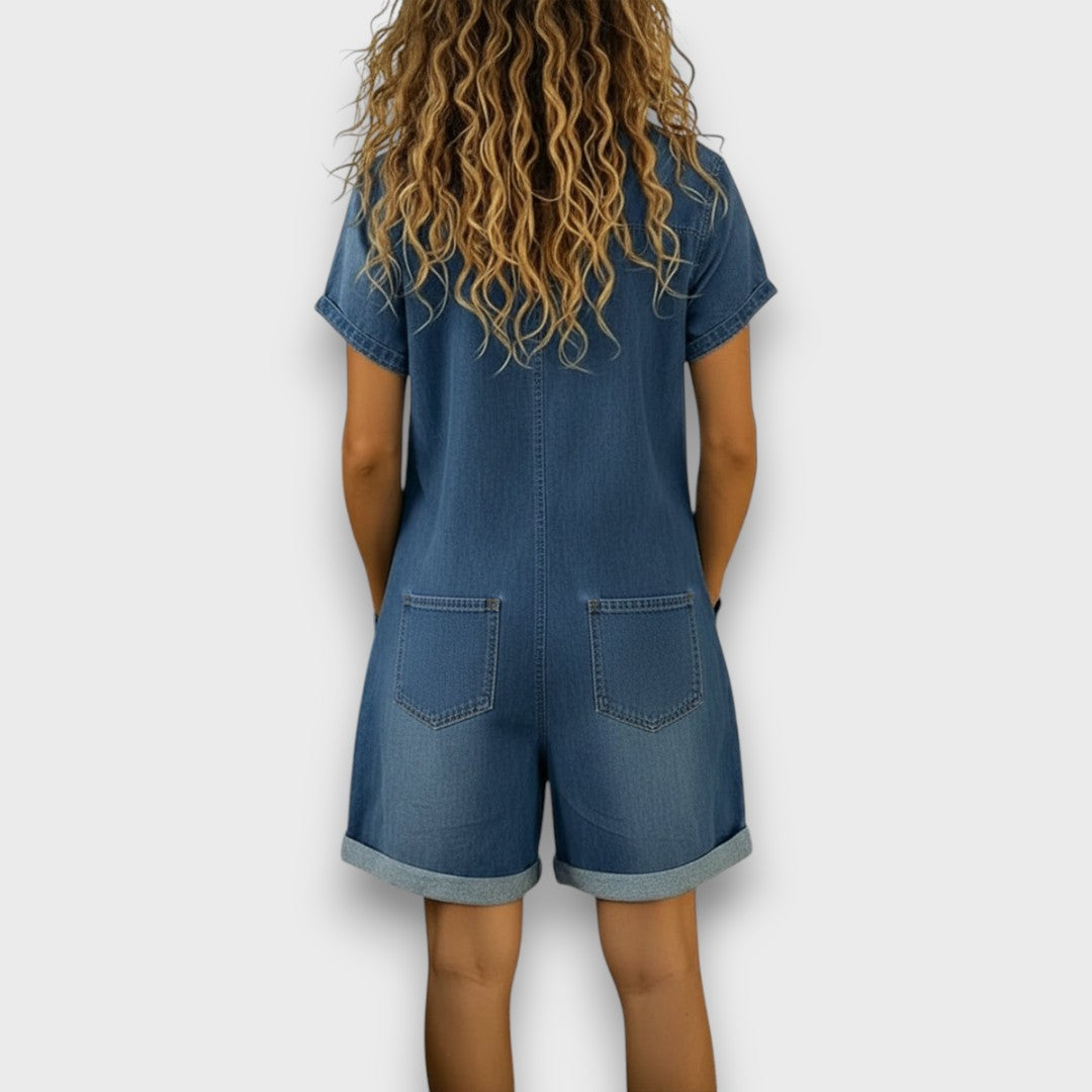 Jeanne | Combishort vintage effet denim