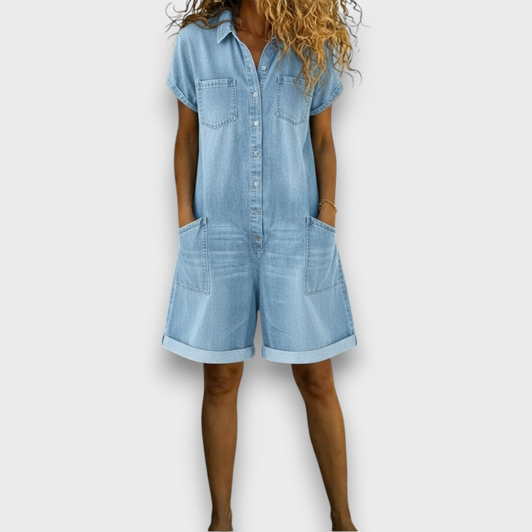 Jeanne | Combishort vintage effet denim