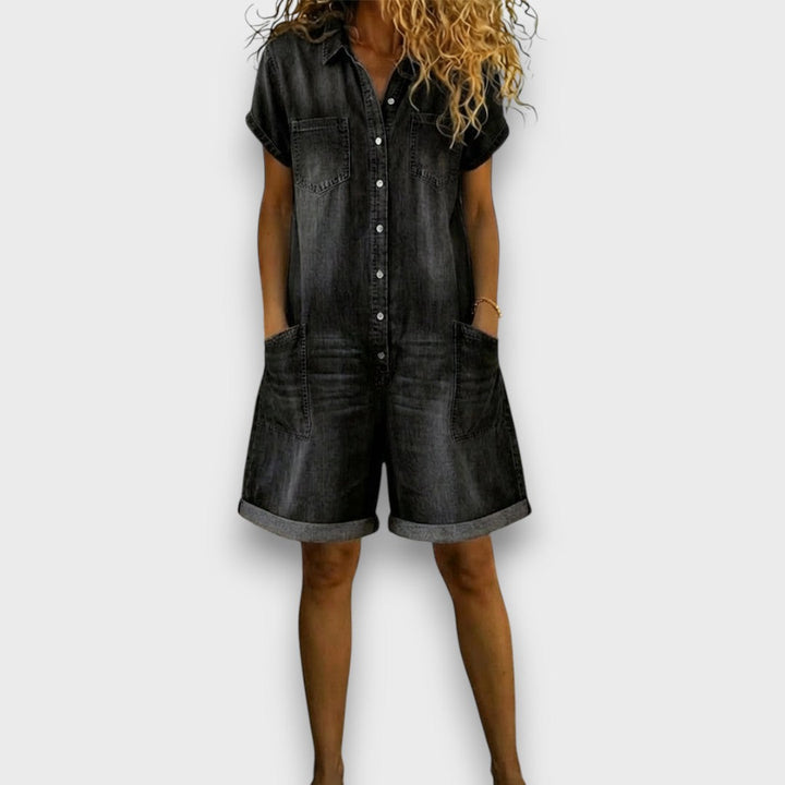 Jeanne | Combishort vintage effet denim